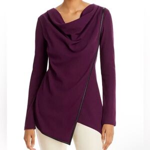 Andrew Marc Sport Plum Asymmetric Cowl Neck Sweater
